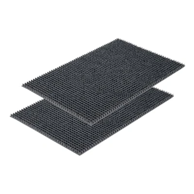 Abbildung von Wetterfeste Fußmatte Garten Grau 2er Set 40 x 60 cm Schmutzfangmatte außen Fussmatte leicht zu reinigen Türmatte Plastik Borsten 2 hoch