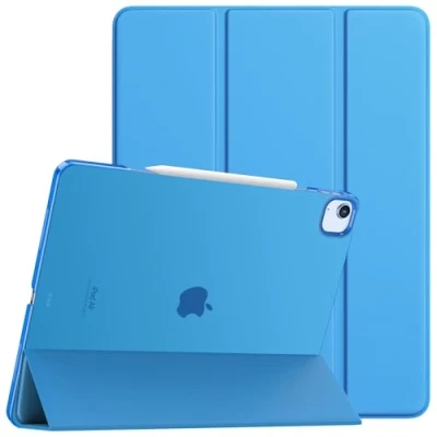 Abbildung von TiMOVO für iPad Air 13 Zoll Hülle M2 2024, Schlanke 13&quot; (M2), Unterstützt Touch ID, Auto Schlaf/Aufwach Schutzhülle mit Transluzent Rückhülle, Hülle, Blaue Welle