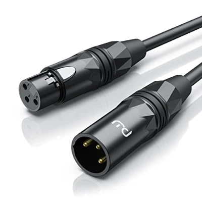 Abbildung von CSL 5m Mikrofonkabel XLR Stecker auf Buchse Audio Kabel je 4 Farbringe: rot blau gelb grün OFC Sauerstofffreies Kupfer für Mikrofone Hifi Mischpult Lautsprecher geschirmt flexibel