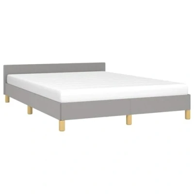 Abbildung von vidaXL Bettgestell mit Kopfteil, Bettrahmen Lattenrost, Bett Polsterbett Stützbeinen, Schlafzimmerbett Doppelbett, Hellgrau 140x200cm Stoff