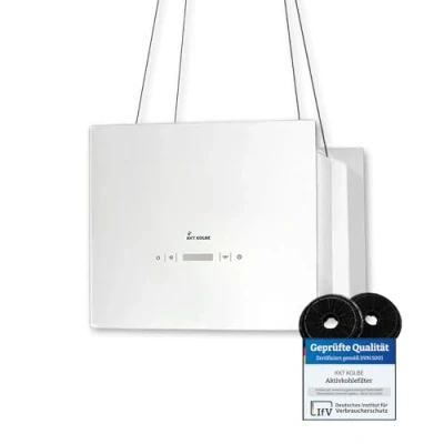 Abbildung von KKT KOLBE Inselhaube Dunstabzugshaube 40cm BOX400S BOX400W BOX400W, / Edelstahl schwarzes weißes Glas LED Sensortasten