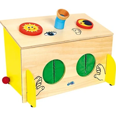 Abbildung von small foot Fühl Box aus Holz, Sinnesspiel, schult spielerisch den Tast Hör und Sehsinn, ab 3 Jahren, 6989