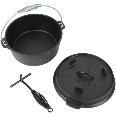 Abbildung von El Fuego Kasserolle Fuego® Dutch Oven, Eisenguss (Set, 4 tlg), aus Gusseisen, mit spezieller Oberflächenveredelung, 7,2 l