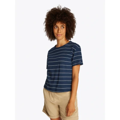 Abbildung von Tommy Hilfiger Modern Tshirt print, Damen, Größe: XS, Breton dark night navy stp