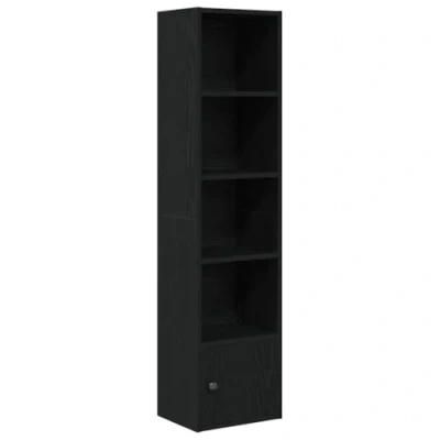 Abbildung von vidaXL Bücherregal Schwarz Eichen Optik 31x24x127 cm Holzwerkstoff, Bücherschrank, Lagerregal, Regal, Lagerschrank, Schrank, Aufbewahrungsschrank