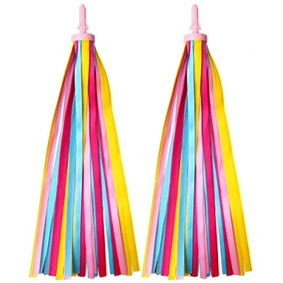 Abbildung von 1 Pair Kinder Fahrrad Luftschlangen Weihnachtsgeschenke Lenker Bunte Bänder Streamer Griffe Quasten für Dekoration