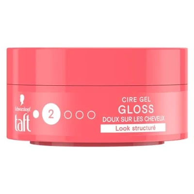 Abbildung von Schwarzkopf Taft Wax Gloss Haarwachs für Herren Glanz Fixierung 2 Halt bis zu 24 Stunden Styling Haar Topf mit 75 ml