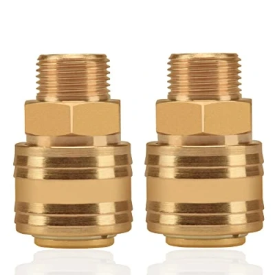 Abbildung von 2stk Druckluftkupplung Innenstecker 3/8&quot; Außengewinde Messing AG Kupplungsstecker Kupplungsdose Schlauchstecker Ventilsteckdose Gewindestecker