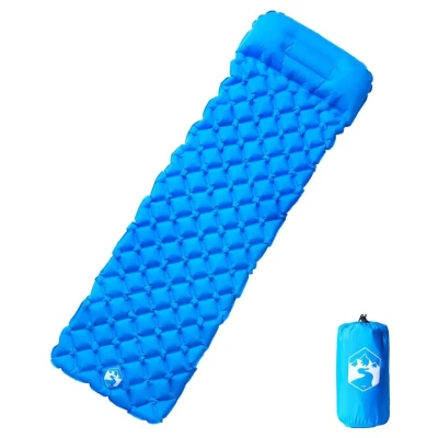 Abbildung von vidaXL Isomatte, Luftmatratze mit Integriertem Kissen Tragetasche, Campingmatte Aufblasbar Tragbar Wasserfest, Schlafmatte, Blau 40D Nylon
