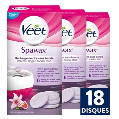 Abbildung von Veet Ersatzwachsscheiben 3er Pack für elektrisches Warmwachs Set langanhaltende Haarentfernung seidig glatte Haut Spawax Warmwachsscheiben 3x6 Stück