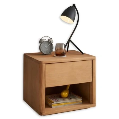 Abbildung von HILLA Nachttisch Massivholz Fichte Hochwertiger Nachtschrank mit Schublade und offenem Ablagefach 48 x 41 38 cm (B/H/T)