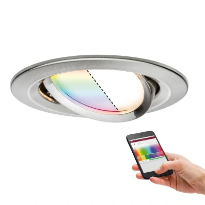 Abbildung von Paulmann 92964 Nova Plus LED Einbauleuchte Smart Home Zigbee rund schwenkbar 1x2,5W RGBW dimmbar Einbaustrahler Eisen gebürstet Spot Alu Zink 2700K