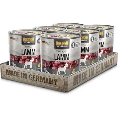 Abbildung von BELCANDO Baseline Nassfutter für Hunde, Lamm, 6X 800g Dose, 70% Fleisch ausgewachsene Hundefutter nass ohne Getreide, Made in Germany