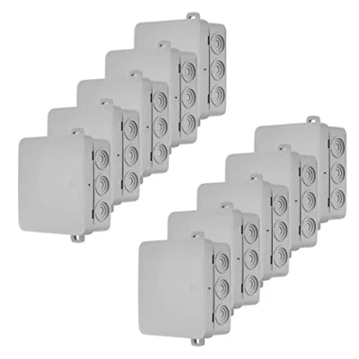 Abbildung von REV Verteilerkasten, 7 fach Abzweigkasten Verteilerdose 75x75x40mm, IP54, 10 Stück, grau