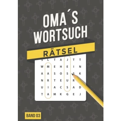 Abbildung von Oma&#039;s Wortsuch Rätsel Band 3: Rätselbuch in großer Schrift Gedächtnistraining für Erwachsene, Rentner und Senioren im Großdruck Größe ca. DIN A4 Christlich mit Kreuz