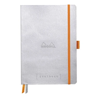 Abbildung von Rhodia 117570C Notizheft Goalbook (DIN A5, 14.8 x 21 cm, Dot, praktisch und trendige, mit weichem Deckel, 90g weißes Papier, 120 Blatt) 1 Stück, Silber