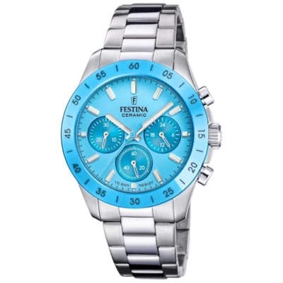 Abbildung von Festina F20693/3 Damen Armbanduhr Chronograph Stahl/Türkis