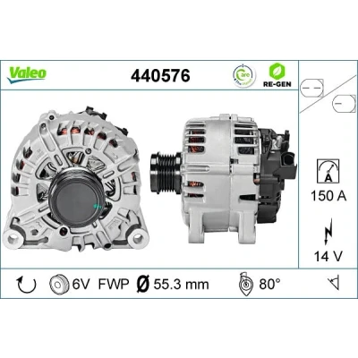 Abbildung von VALEO 440576 Lichtmaschine 14V 150A FORD: FIESTA 6, MONDEO 4 Turnier, FOCUS 3 VOLVO: V50, V70 3, S60 II