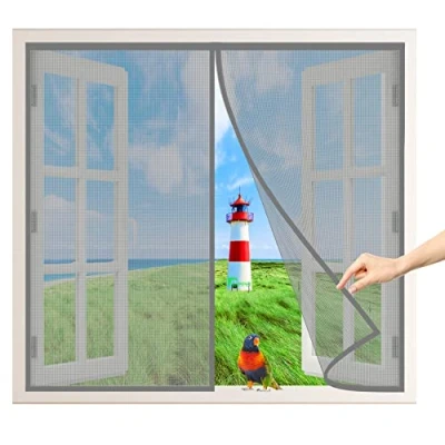 Abbildung von Magnet Fliegengitter Fenster, 245x205 cm Insektenschutz Magnetischer Fliegenvorhang Moskitonetz Automatisches Schließen für BalkonFenster Wohnzimmer TerrassenFenster, Grau P