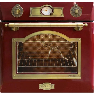 Abbildung von Kaiser Empire EH 6355 Rot Exklusiver Nostalgie Backofen 60 cm Autark Selbstreinigender Elektrobackofen 67L Einbau mit Drehspieß, Heißluft, Grill Retro Design modern Technologie
