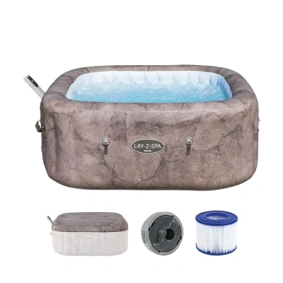 Abbildung von Bestway Lay Z SPA Whirlpool Rome AirJet, 180 x 71 cm, 6 Personen, Heizung, Frostwächter, 140 AirJet Düsen, App Steuerung, UltraFit Pumpeneinheit, Energiesparend, Thermo Abdeckung, Marmor Optik