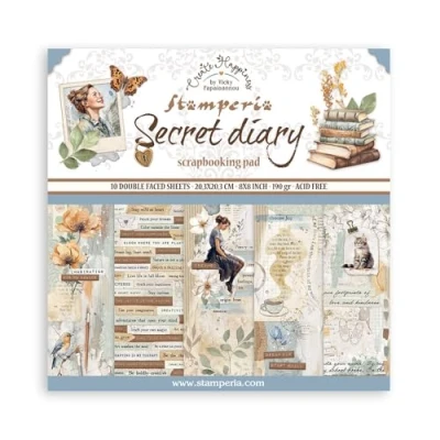 Abbildung von Stamperia Scrapbook Paper Pad for Scrapbooking, Albums, Card Making, Bullet Journalling, and More, Acid Free, Double Sided, Perfect Hobbies, Crafts, Gifting (Secret Diary) (20.3 x 20.3cm)