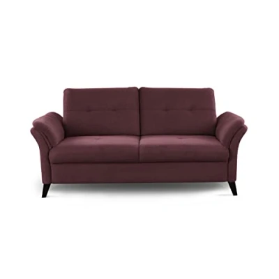 Abbildung von CAVADORE 3er Sofa Grönland / Skandinavische 3 Sitzer Couch mit Federkern + Sitztiefenverstellung 193 x 90 102 Flachgewebe, Rot