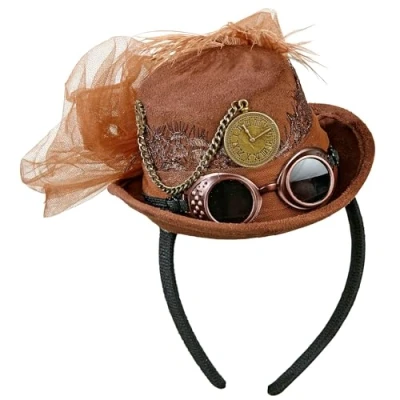 Abbildung von Widmann S.r.l. Kostüm Steampunk Mini Zylinder Hut mit Brille, Braun
