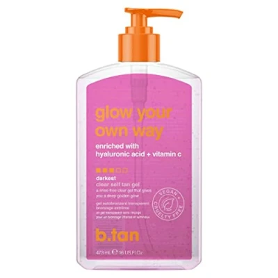 Abbildung von b.tan Clear Self Tan Gel Glow Your Own Way Transferbeständiges Selbstbräunungsgel, vegan, tierversuchsfrei, Selbstbräuner, 473 ml