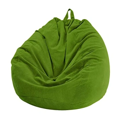 Abbildung von Chickwin Bezug für Sitzsack, Birne, Samt, gerippt, Birnensessel, ohne Füllung, drinnen und draußen, Entspannen, Liegestuhl, Wohnzimmer, Schlafzimmer, Kissen (Olive Grün, 100 x 120 cm)
