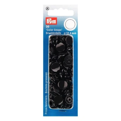 Abbildung von Prym 393105 Nähfrei Druckknopf Color Snaps rund 12,4 mm schwarz, Kunststoff, 12.4