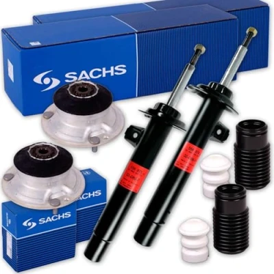 Abbildung von 2 SACHS Stoßdämpfer + Domlager Protection Kit vorne passend für 3er E46