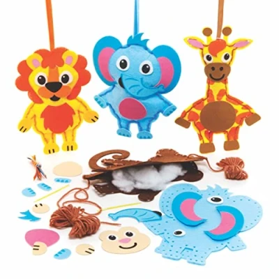 Abbildung von Baker Ross FE609 Näh Dekorationssets, Dschungeltier, Nähset für Kinder, kreative Aktivitäten ideales Kunst und Handwerksprojekt, 4 Stück