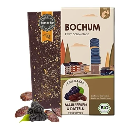 Abbildung von BOCHUM Maulbeere und Dattel Zartbitter/Bio + Fair Trade Schokolade / 1 Tafel Edelkakao 80g