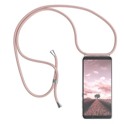 Abbildung von EAZY CASE Handykette kompatibel mit Samsung Galaxy A9 (2018) Handyhülle Umhängeband, Handykordel Schutzhülle, Silikonhülle, Hülle Band, Stylische Kette für Smartphone, Rosé Gold