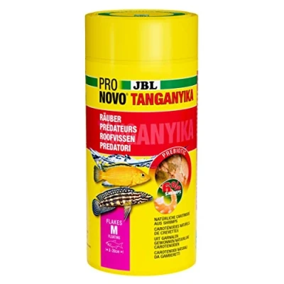 Abbildung von JBL PRONOVO TANGANYIKA FLAKES, Hauptfutter für alle Buntbarsche von 8 20 cm, Fischfutter Flocken, Größe M, 1000 ml