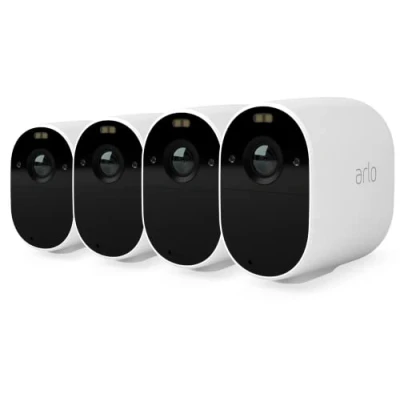 Abbildung von Arlo Essential Spotlight 4 Kameras WLAN Überwachungskamera aussen, kabellos, 1080p, Farbnachtsicht, Bewegungsmelder, 2 Wege Audio, kein Hub benötigt, mit Secure Testzeitraum, Weiß, VMC2430