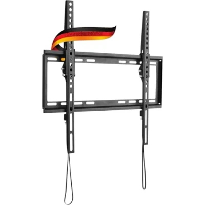 Abbildung von Schwaiger 719369 TV Wandhalterung, (bis 75 Zoll, neigbar, bis 35kg, 400x400mm, Zugschlaufen zur Entriegelung, schwarz)