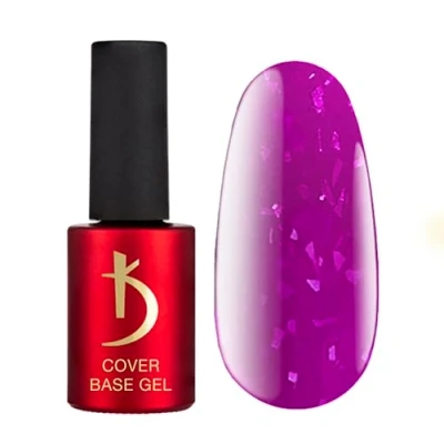 Abbildung von K Professional Base Coat Gel Cover Violet Neon Flakes Camouflage 7ml Unterlack UV Nagellack Nägel Violett Flocken Tarnfarbe Glitzern Confetti LED