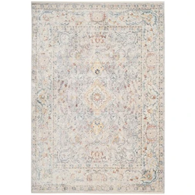 Abbildung von SAFAVIEH Traditionell Teppich für Wohnzimmer, Esszimmer, Schlafzimmer Illusion Collection, Kurzer Flor, Hellgrau und Creme, 152 X 244 cm