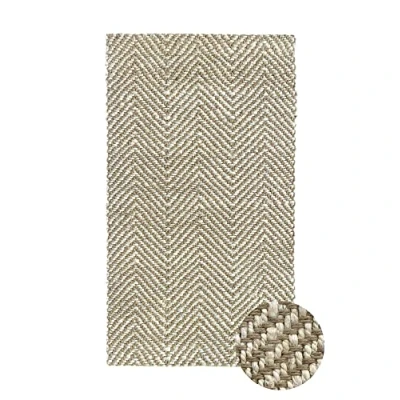 Abbildung von HAMID Jute Teppich, Alcazar Teppich 100% Weißes Elfenbein, Jutefaser Handgewebt, Weicher und Hohe Festigkeit für Wohnzimmer, Esszimmer, Schlafzimmer, Flurteppich Weiß (150x80cm)