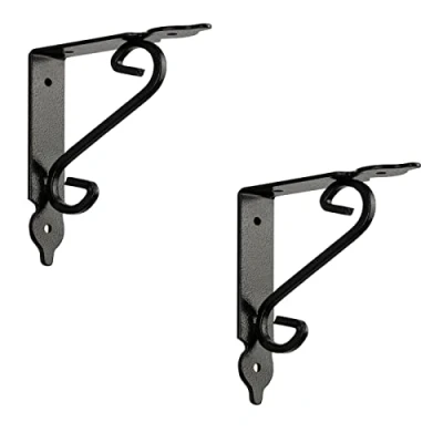 Abbildung von Gedotec Ornament Konsole Schwerlastkonsole Metall Schwerlastträger Smithy Tiefe: 240 mm Regalträger Tragkraft 15 kg Stahl Antik schwarz geschmiedet 2 Stück Regalwinkel im Landhaus Stil