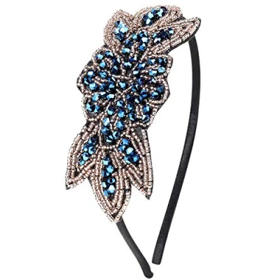 Abbildung von BABEYOND 1920er Stirnband Damen Haarreif Gatsby Kostüm Accessoires 20er Jahre Flapper Haarband Stil2 Blau