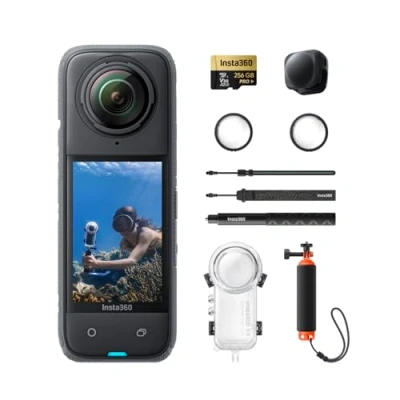 Abbildung von Insta360 X4 Unsichtbares Tauch Bundle wasserdichte 8K 360 Action Cam, 4K Weitwinkelvideos, Unsichtbarer Selfie Stick, Abnehmbarer Linsenschutz, 135 min Akkulaufzeit, KI Bearbeitung, Stabilisierung