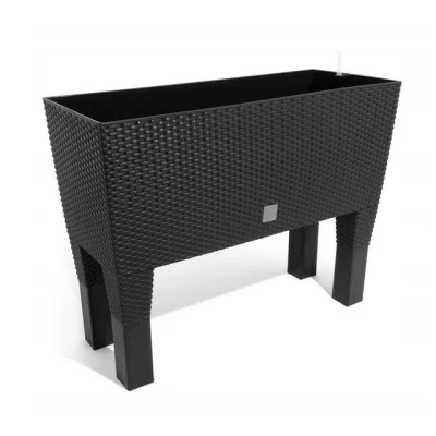 Abbildung von Design Pflanzkasten 2in1 in Rattanoptik, 30L, anthrazit 2er Set