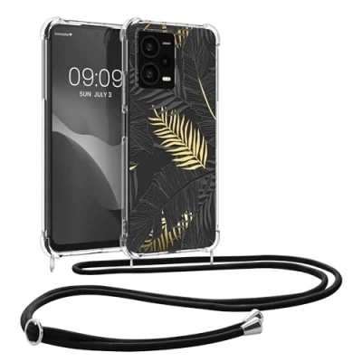 Abbildung von kwmobile Necklace Case kompatibel mit Xiaomi Redmi Note 12 Pro+ 5G / Pro Plus Hülle Silikon Cover Handykette Gelb Grau Transparent Dschungel