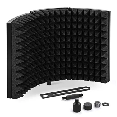 Abbildung von TONOR Mikrofon Pop Filter mit absorbierender Schaumschicht schallabsorbierend Mikrofonisolationsschirm Einstellbar Mic Isolation Schild, Gesang Aufnahme Panel, Windschutzscheibe Windschild Windschutz