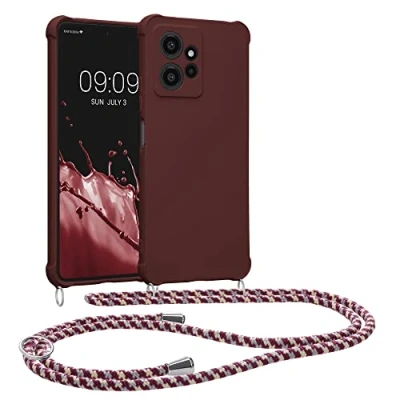Abbildung von kwmobile Necklace Case kompatibel mit Xiaomi Redmi Note 12 (4G) Hülle Cover Kordel zum Umhängen Silikon Schutzhülle Bordeaux Violett