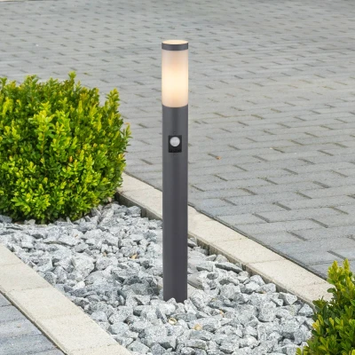 Abbildung von GLOBO LIGHTING Pollerleuchte, Leuchtmittel nicht inklusive, Gartenlampe mit Bewegungsmelder anthrazit Gartenstehlampe Edelstahl