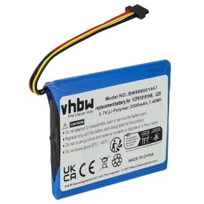Abbildung von vhbw Akku kompatibel mit Tomtom 4F173, Bridge, PRO 8270, 8275 GPS Navigation Navi (2000 mAh, 3,7 V, Li Ion)